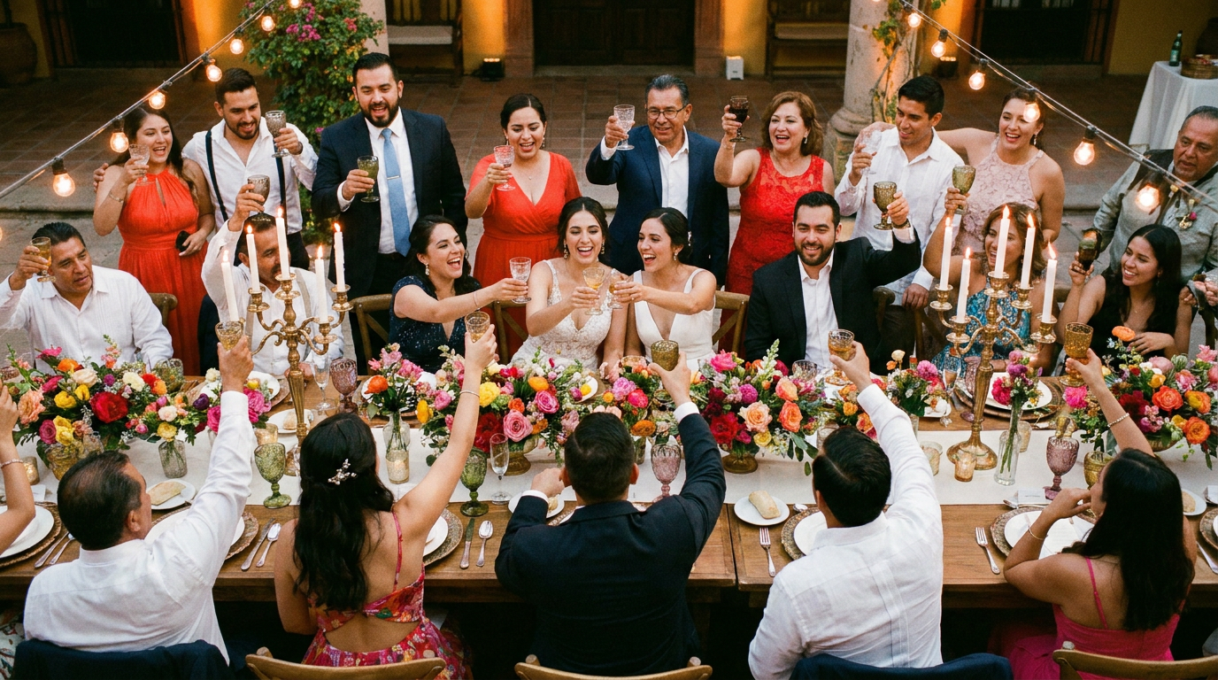 Brindis cenital en fiesta